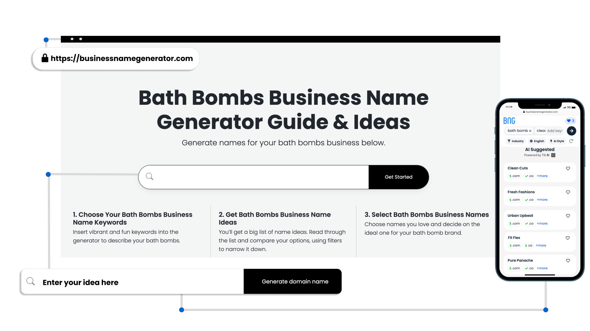 How to use our Bath Bombs Business Name Generator