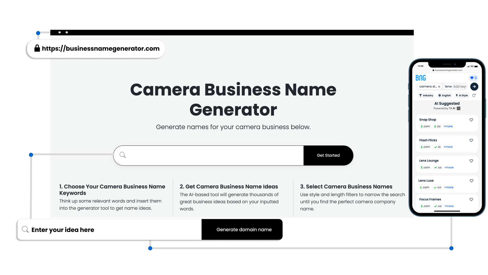 Camera Business Name Generator Functionality