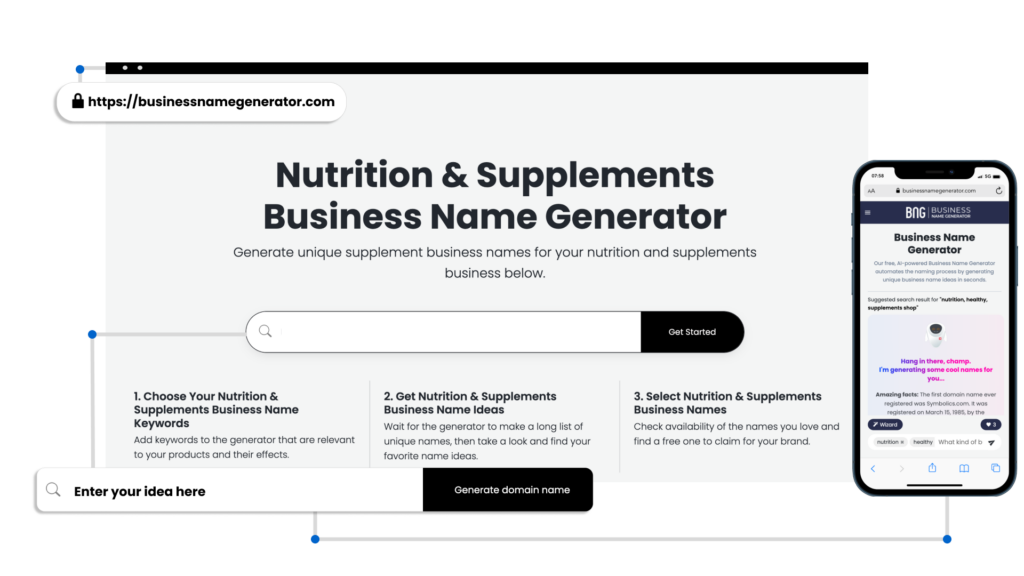 How to use our Nutrition and Supplements Business Name Generator