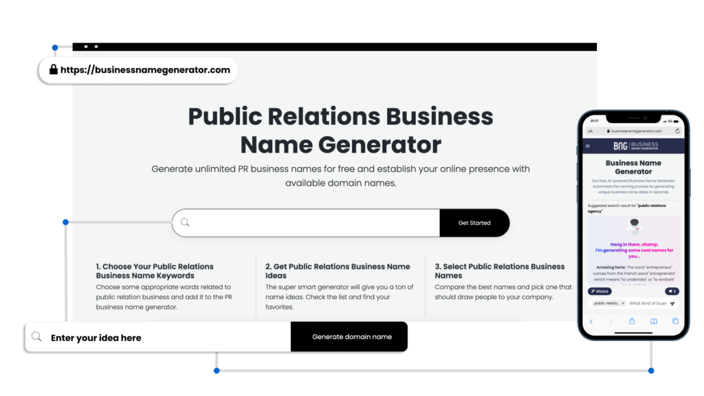 How to use our Public Relations Business Name Generator