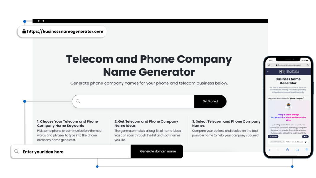 How to use our Telecom and Phone Company Business Name Generator
