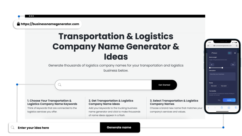 How to use our Transportation and Logistics Company Business Name Generator