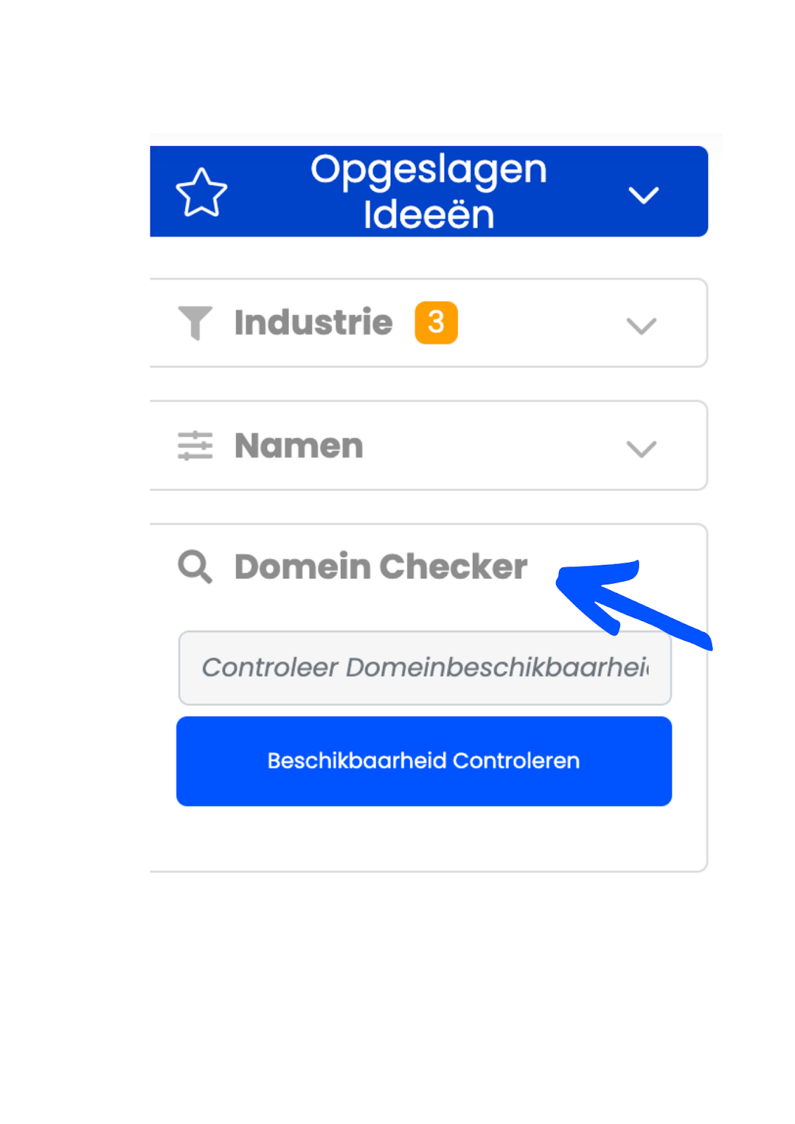 Arrow highlighting the domain checker option on the dashboard